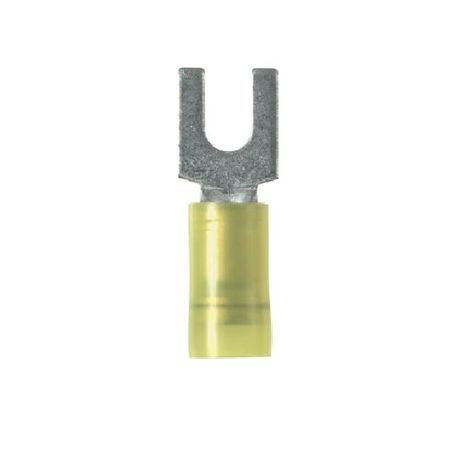 Panduit® Pan-Term® PNF10-6F-L PN-F Insulated Fork Terminal, 12 to 10 AWG Conductor, 1.01 in L, Seamed/Sleeved Barrel, Copper, Yellow