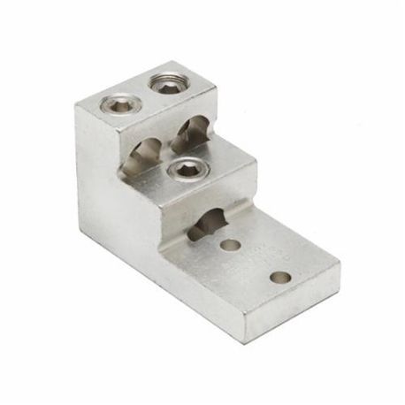 BURNDY® K21A36U2 K21A-U Dual Rated Universal Terminal Lug, 2 AWG to 600 kcmil Copper/Stranded Aluminum Conductor, 3/8 in Stud, 2 Bolt Holes, Aluminum
