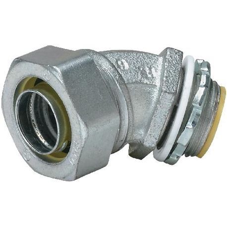 Killark® K03891 K Series Insulated Liquidtight Connector, 3/8 in Trade, 90 deg Angle, Malleable Iron/Steel, Electroplated Zinc