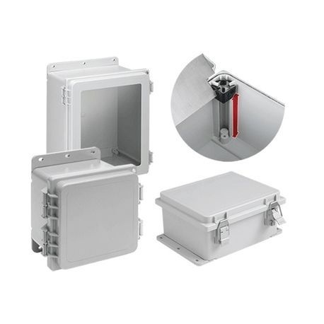 nVent HOFFMAN PolyPro™ A884PHCW PCR 1-Door Lightweight Wall Mount Enclosure, 8.12 in L x 8.12 in W x 4.38 in D, NEMA 4X, Polyester