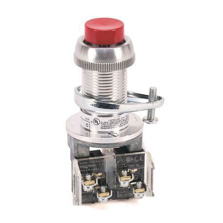 Rockwell Automation 800H-BP6D2 Non-Illuminated Pushbutton, 1NC Contact Configuration, Extended Head Operator, Red