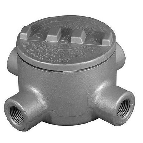 Appleton® Unilets™ GRX75 GR Series X-Style Dust-Ignitionproof Explosionproof Conduit Outlet Box With Cover, 3/4 in, 3.38 in Cover Opening, 18 cu-in Capacity, Triple Coated