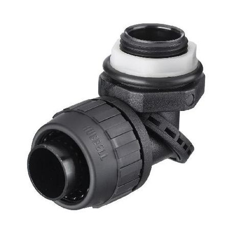 PREMISE WIRING PolyTuff® PS0389NBK Flexible Multi-Position Liquidtight Conduit Connector, 3/8 in Trade, Cable Openings: 0.67 to 0.68 in, Nylon, Smooth