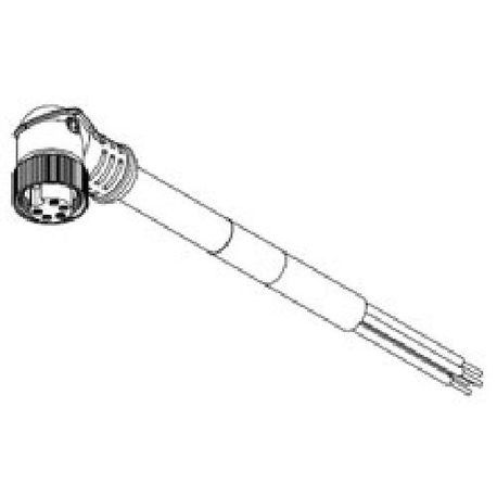 Brad® Mini-Change® 105001A01F120 130006 A-Size Single End Cordset, 7/8-16 UN Connector, 90 deg Female x Straight Pigtail Connector, 3.66 m Cable Length, 5 Pole, 1 Keyway