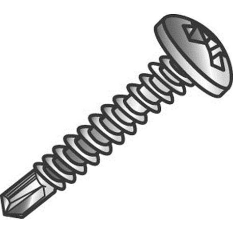 Cully™ 82816J Self-Drilling Tek Screw, Measurement System: Imperial, #8-18 Thread, 1 in OAL, Pan Head, Phillips® Drive, Steel, Zinc Plated
