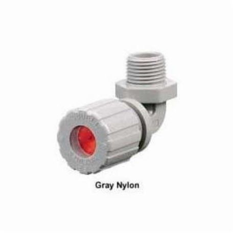 Wiring Device-Kellems NHC1023CR 90 deg Cord Connector, 1/2 in Trade, 0.38 to 0.5 in Cable Openings, Nylon, Smooth