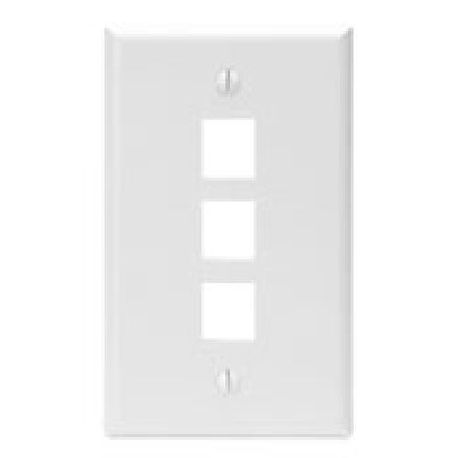 QuickPort® 41080-3WP Standard Wallplate, 1 Gang, 4.53 in H x 2.77 in W, Plastic, White