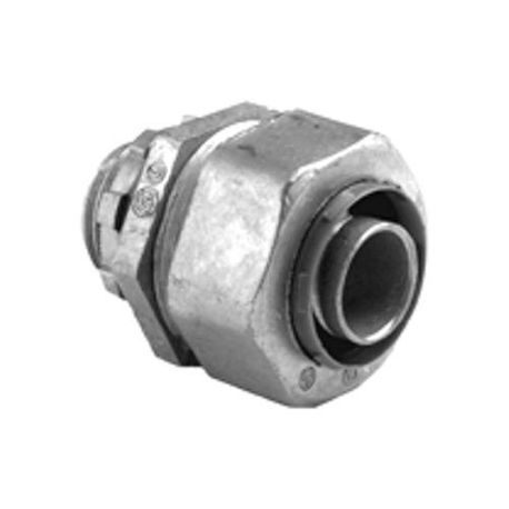 Bridgeport® 430-LT2 Liquidtight Conduit Connector, 1/2 in Trade, Straight Angle, Die Cast Zinc, Ball Burnished/Mirror Smooth