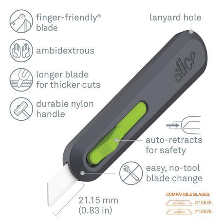 Slice™ 10554 Utility Knife, 0.48 in W Double Sided Round Tip Blade, Ceramic Blade, 1 Blade Included