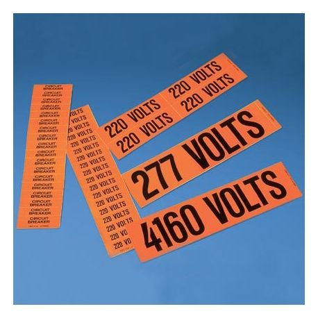 Panduit® PCV-208CY PCV Style C Voltage Marker, 2-1/4 in Label Width, 2-1/4 in Label Length, Legend: 208 VOLTS, Vinyl