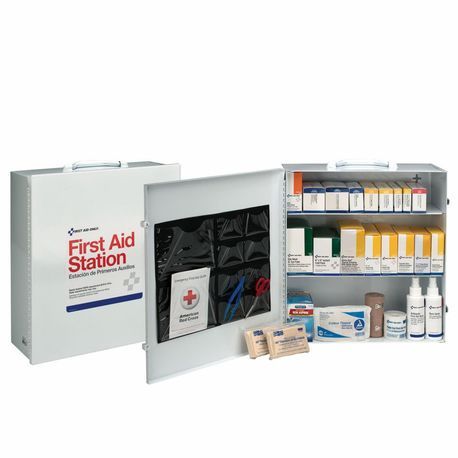 First Aid Only® 6155 First Aid Kit, Wall Mounting, 494 Components, Steel Case, 15-3/4 in H x 5-3/4 in W x 17 in D