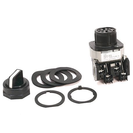 Allen-Bradley 800HC-JR2KE7B 800H PB, 30mm Selector Switch, 3 Pos., Std Knob Maintained, Std Knob Maintained, KE7 Cam, 1 NO 1 NC Std Contacts, 2 NO 2 NC Std Contacts, 1 NO 1 NC Std Contacts, White, Finger Guards on Terminals, Device with Pkg