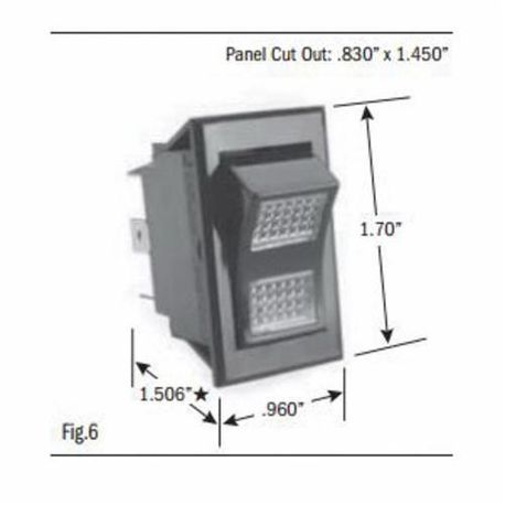 SELECTA® SS1106-AA-125-BG Rocker Switch, 15 A at 125 VAC Electrical Rating, DPDT Contact Configuration, 2 Pole