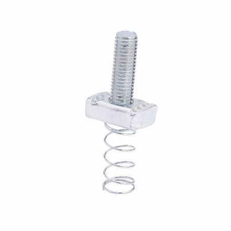 B-Line SN228-1 1/4ZN 200 Standard Stud Nut With Spring, 3/8-16 Thread, 1-1/4 in Stud Length, Specifications: 3/8 in THK, For Use With: B22, B24, B26 and B32 Series Medium Channel, Steel