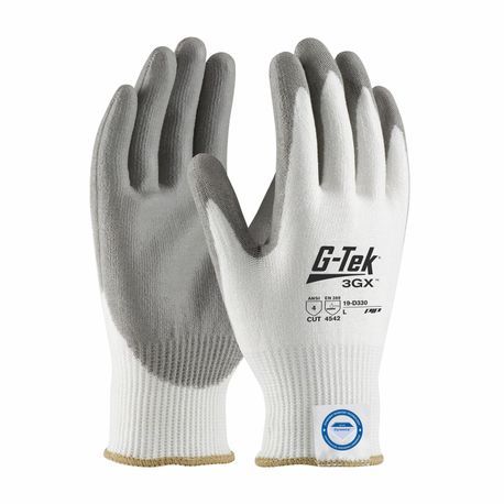PIP® G-TEK® 3GX® 19-D330/XXXL Cut-Resistant Coated Gloves, 3XL, Polyurethane Coating, Dyneema®/Lycra®/Nylon, Knit Wrist Cuff, Resists: Abrasion, Chemical, Cut, Puncture, Tear, UV Light and Water