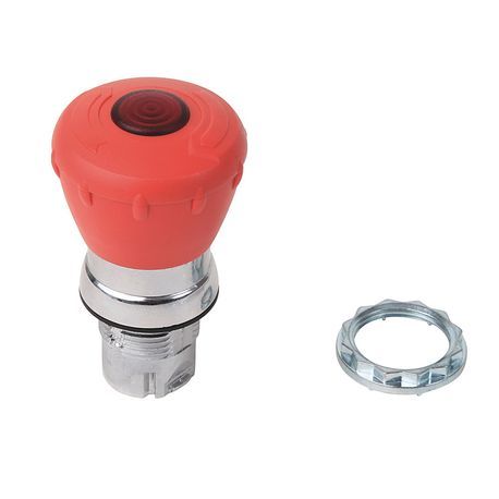 Rockwell Automation 800F Illuminated Mushroom Operators, Illuminated, Twist to Release, 40mm, Round Metal (Type 4/13, IP66), Red, Standard Pack (Qty. 1)