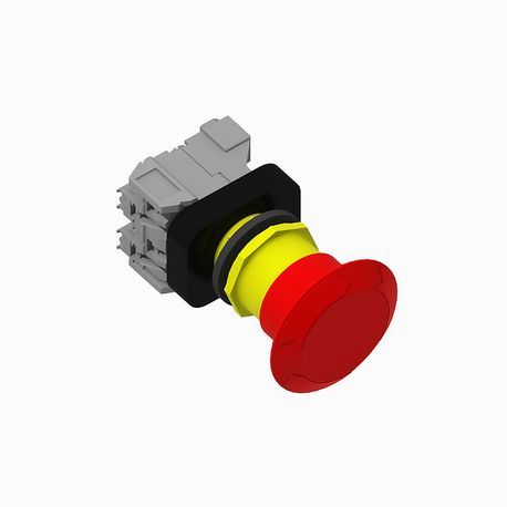Rockwell 800HC-TFRXJETQH2RA 800H PB, 30mm Trigger Action E Stop, Trigger Action, 30mm E Stop, 2 Position Maintained, Twist Release, 60mm Plastic Head, Red, "E STOP" on cap, No Block In Position 4, Full Voltage with LED Lamp, 12 130V AC/DC