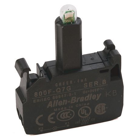 Rockwell Automation 800F-Q7G Integrated Lamp Module, LED Lamp, 240 VAC, Spring Clamp Terminal, Green