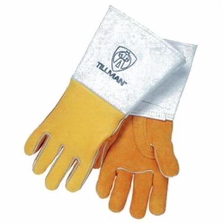 Tillman™ 850-L Super Premium Welding Gloves, L, Cowhide Leather/Kevlar®, Gold, Cotton/Foam Lining, Safety Cuff, 14 in L