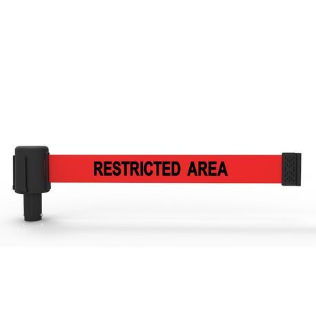 Banner Stakes PL4046 PLUS Red "Restricted Area" Banner, Includes: 1 PLUS Banner Head, Belt Length 15 ft, Suitable for Indoor/Outdoor Use