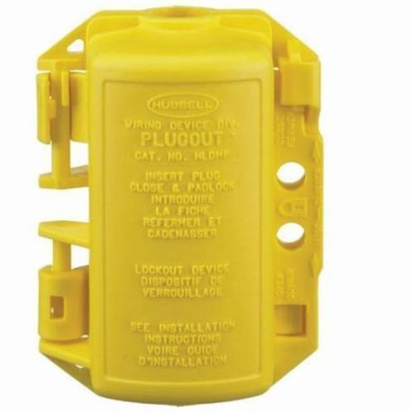 Wiring Device-Kellems PLUGOUT® HLDMP Small Plug Lockout Device, For Use With: 5 W, 30 A Twist Lock Plug, 2 Padlocks Maximum, 5/16 in Padlock Shackle Maximum Diameter, Polypropylene, Yellow