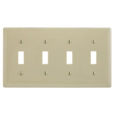 PREMISE WIRING NP4I Standard Wallplate, 4 Gangs, 4.63 in H x 8.31 in W, Nylon, Ivory