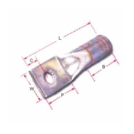 Scotchlok™ 30024 30000 1-Hole Lug Compression Connector, 2 AWG Copper Conductor, Die Code: 10, 3/8 in Stud