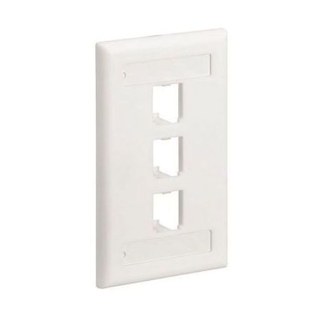 Panduit® CFPL3WHY Label Pocket Faceplate, 1 Gang, 3 Ports, Mini-Com® Module, Surface Mount, ABS