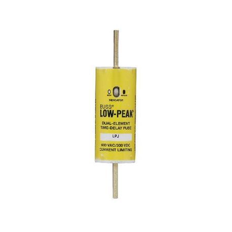 Bussmann Low-Peak™ LPJ-70SPI Current Limiting Time Delay Fuse, 70 A, 600 VAC/300 VDC, 300/100 kA Interrupt, Class: J, Cartridge Body