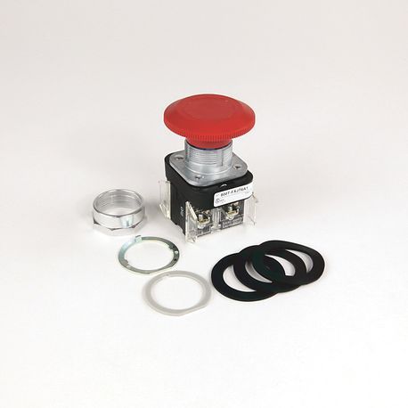 Rockwell Automation 800T-FXJTP16RA1 Illuminated Twist/Key Release Switch, 30.5 mm, 1NCLB-1NO Contact Configuration, Jumbo Mushroom Head/Push-Pull/Twist Operator, Red