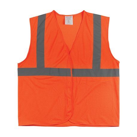 PIP® 302-MVGOR-4X Safety Vest, 4XL, Hi-Viz Orange, Polyester Mesh, Hook and Loop Closure, ANSI Class: Class 2, Specifications Met: ANSI 107 Type R