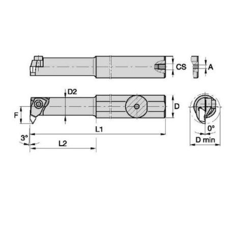 Kennametal® Top Notch™ A06NER1 Threading Groove Indexable Boring Bar, 0.44 in Minimum Bore, 1 in Maximum Bore, Right Hand of Holder, 6 in OAL