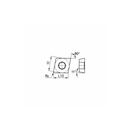 Kennametal® CPMT2151FP High Performance Screw-On Turning Insert, CPMT Insert, Material Grade: M, P, 80 deg Diamond Shape, Positive Rake, Carbide, Manufacturer's Grade: KCM25