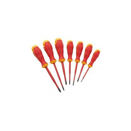 Fluke® IKSC7 Screwdriver Kit, Measurement System: Imperial, 7 Piece, Insulated: Yes, Screwdriver Types Included: (3) Slotted, (2) Square and (2) Phillips® Screwdrivers, Specifications Met: ASTM F1505, German CMV Steel