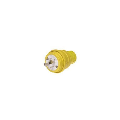 Molex® Watertite® 130147 3-Phase Straight Blade Plug with Locking Blade, 250 VAC, 20 A, 3 Poles, 4 Wires, Yellow