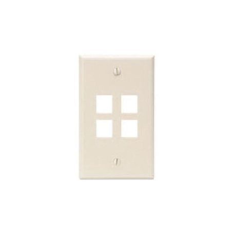QuickPort® 41080-4TP Standard Size Wallplate, 1 Gang, 4-1/2 in H x 2-3/4 in W, Plastic, Light Almond
