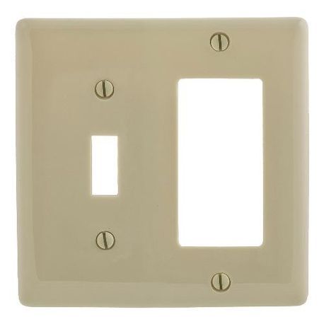 Wiring Device-Kellems NP126I Standard Combination Wallplate, 2 Gangs, Ivory, 4.63 in H x 4.68 in W, Nylon
