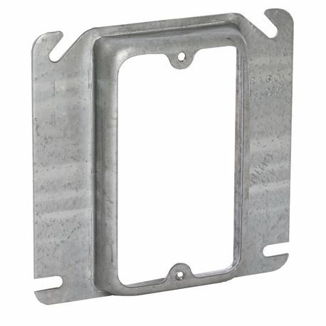 RACO® 768 Drawn Raised Square Box Cover, 5/8 in L x 4 in W, Mud Ring Cover, Metallic