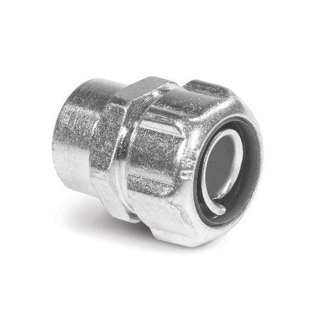 T&B® 5272 Straight Liquidtight Female Hub Adapter, 1/2 in Trade, For Use With Liquidtight Flexible Metal Conduit, Steel, Electroplated Zinc/Polished Chrome