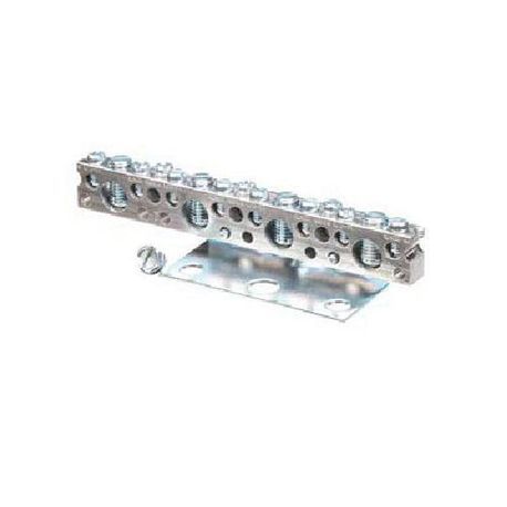 Siemens ECLX072M Grounding Bar, 4-5/8 in L, 14 to 4 AWG, 14 to 1/0 AWG Aluminum/Copper Conductor, 15 Terminals