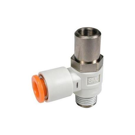 SMC® AS4201F-N04-13SD AS Elbow Screwdriver Adjustable Valve, 1/2 in Port, 0.1 to 1 MPa Pressure, Brass/PBT Body