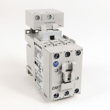 Rockwell Automation 100-C30ED10 IEC Contactor, 110 to 130 VAC/VDC Coil, 30 A Maximum Load Current, 1NO-0NC Contact Configuration, 3 Pole