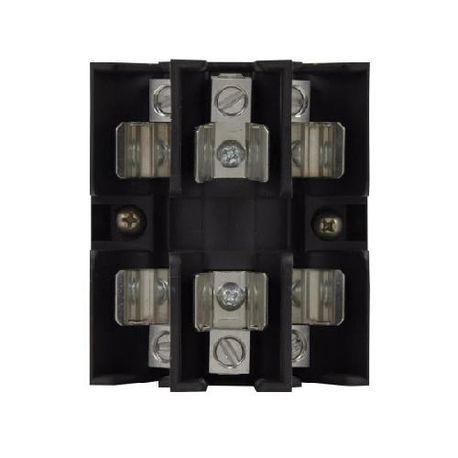 Bussmann JP60030-3CRA Pyramid/Open Style Fuse Block With DIN Rail Adapter, 600 VAC/VDC, 30 A, 3 Poles, J, 14 to 2 AWG Wire