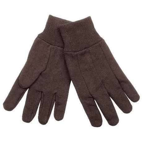 Klein® 40002 1-Stage Heavy Weight Jersey Gloves, Jersey Glove, Straight Thumb Style, Universal, Cotton/Jersey, Dark Brown, Knit Wrist Cuff, Fleece Lining