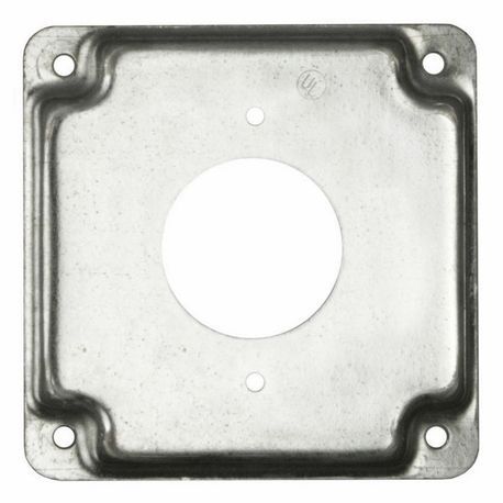 RACO® 812C Crushed Corner Covers Exposed Work Drawn Raised Square Box Cover, 0.563 in L x 4-1/8 in W x 1/2 in D, 20 A Receptacle Cover, Steel