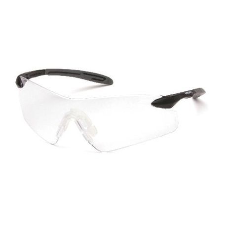Pyramex® SB8810S Intrepid II® Safety Glasses, Scratch-Resistant Lens Coating, Clear Lens, Black/Gray Frame, Polycarbonate Lens, Specifications Met: ANSI Z87.1