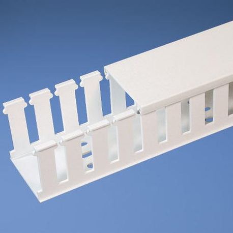 Panduit® Panduct® NE3X4WH6 Type NE Halogen-Free Slotted Wall Wiring Duct, 0.31 in Slot, 3 in W x 4 in D, Halogen-Free Polyphenylene Oxide