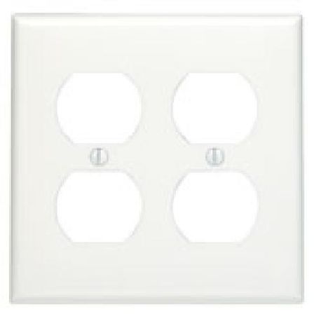 Leviton® 88016 Standard Wallplate, 2 Gangs, 4.5 in H x 4.56 in W, Thermoset, White