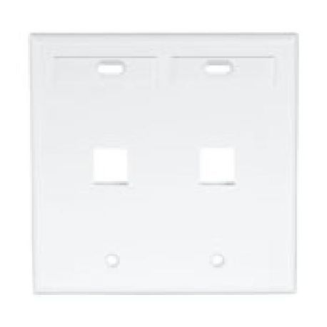 QuickPort® 42080-2WP Standard Size Wallplate With ID Window, 2 Gangs, 4.53 in H x 4.625 in W, Plastic, White