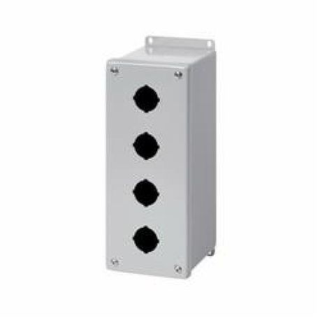 nVent HOFFMAN E3PBXM4 PB1 Extra Deep Pushbutton Enclosure, 8 in L x 4 in W x 4-3/4 in D, 3 Outlets, NEMA 4/12, Steel